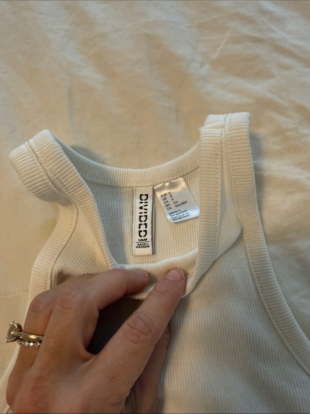 Divided White Ribbed Racerback Cropped Tank - Picture 2 of 3